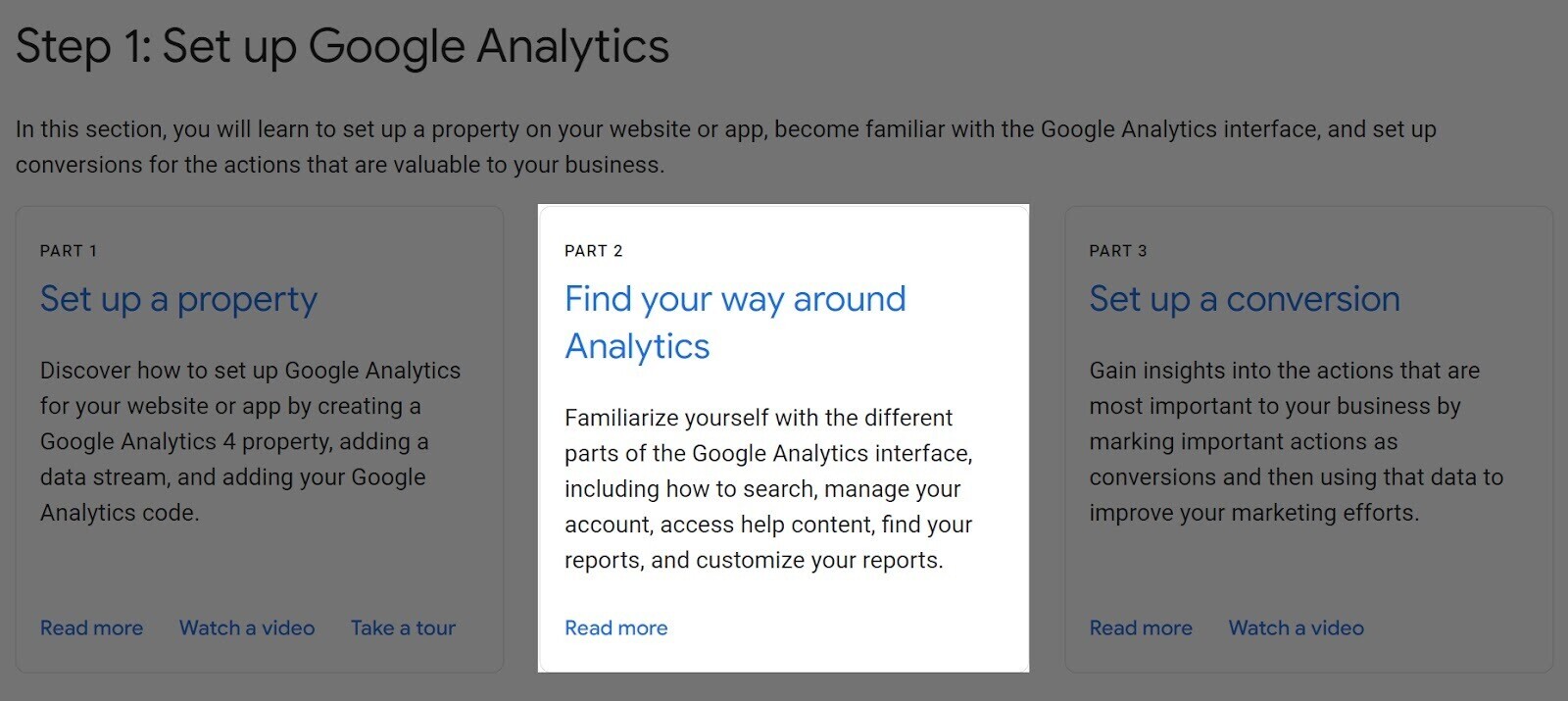 “Find your way around Analytics” tutorial highlighted