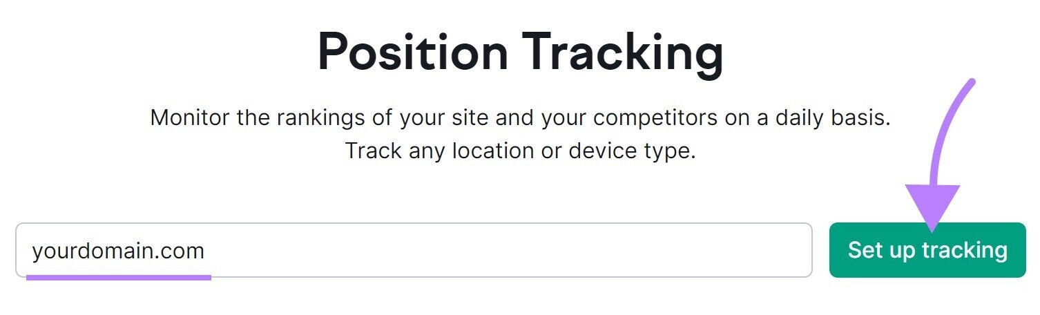 enter your domain to Position Tracking tool