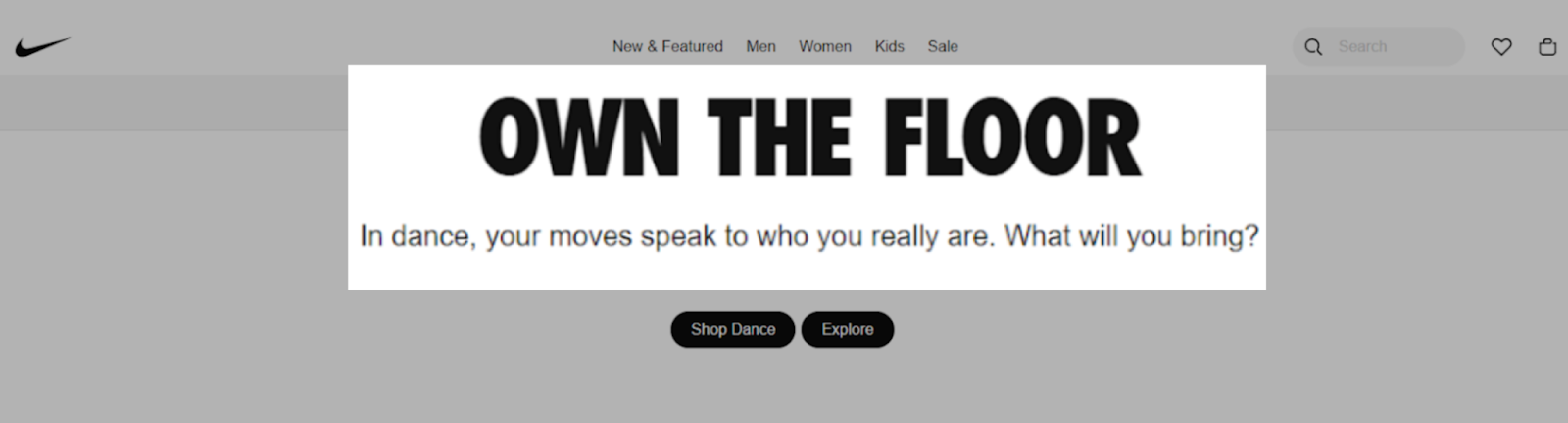 Nike’s ecommerce store message