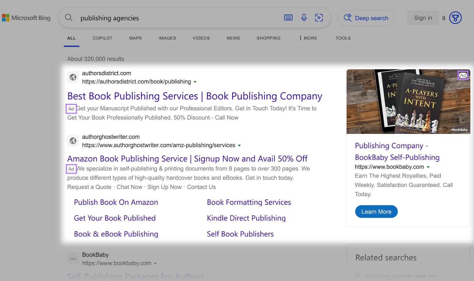 Search ads on Microsoft Bing