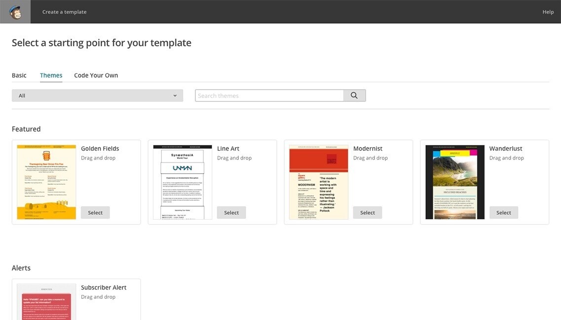 Mailchimp provides templates for marketers to design and customize emails for specific campaigns