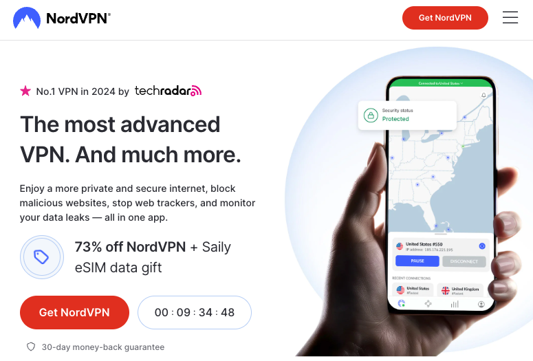 NordVPN landing leafage   example