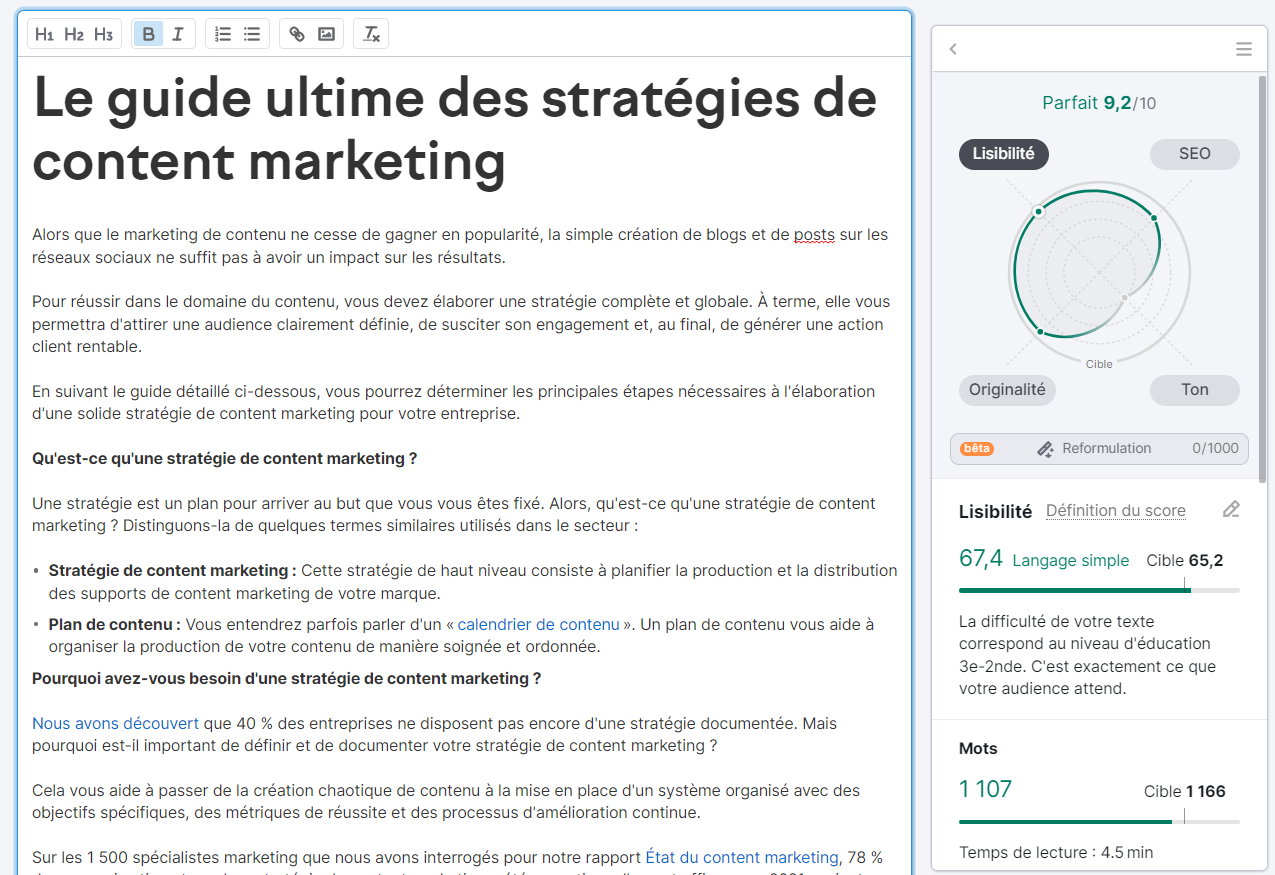 SEO Writing Assistant de Semrush