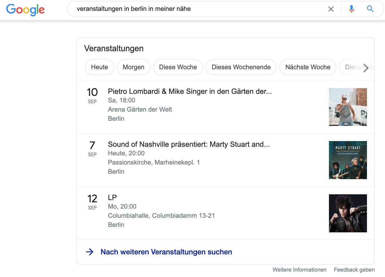 Beispiel Schema-Markup Veranstaltungen