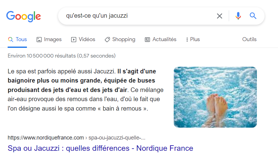 exemple de Featured Snippet Google