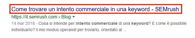 Un esempio di title nelle SERP di Google