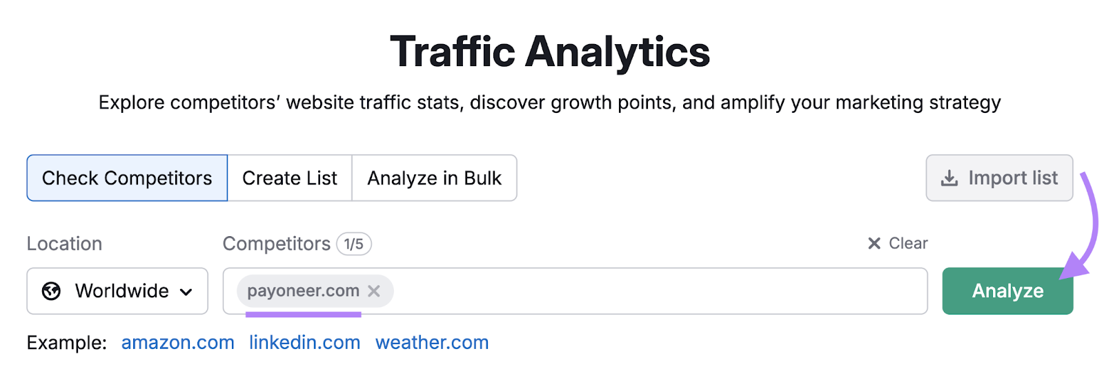 competitor entered into postulation   analytics tool