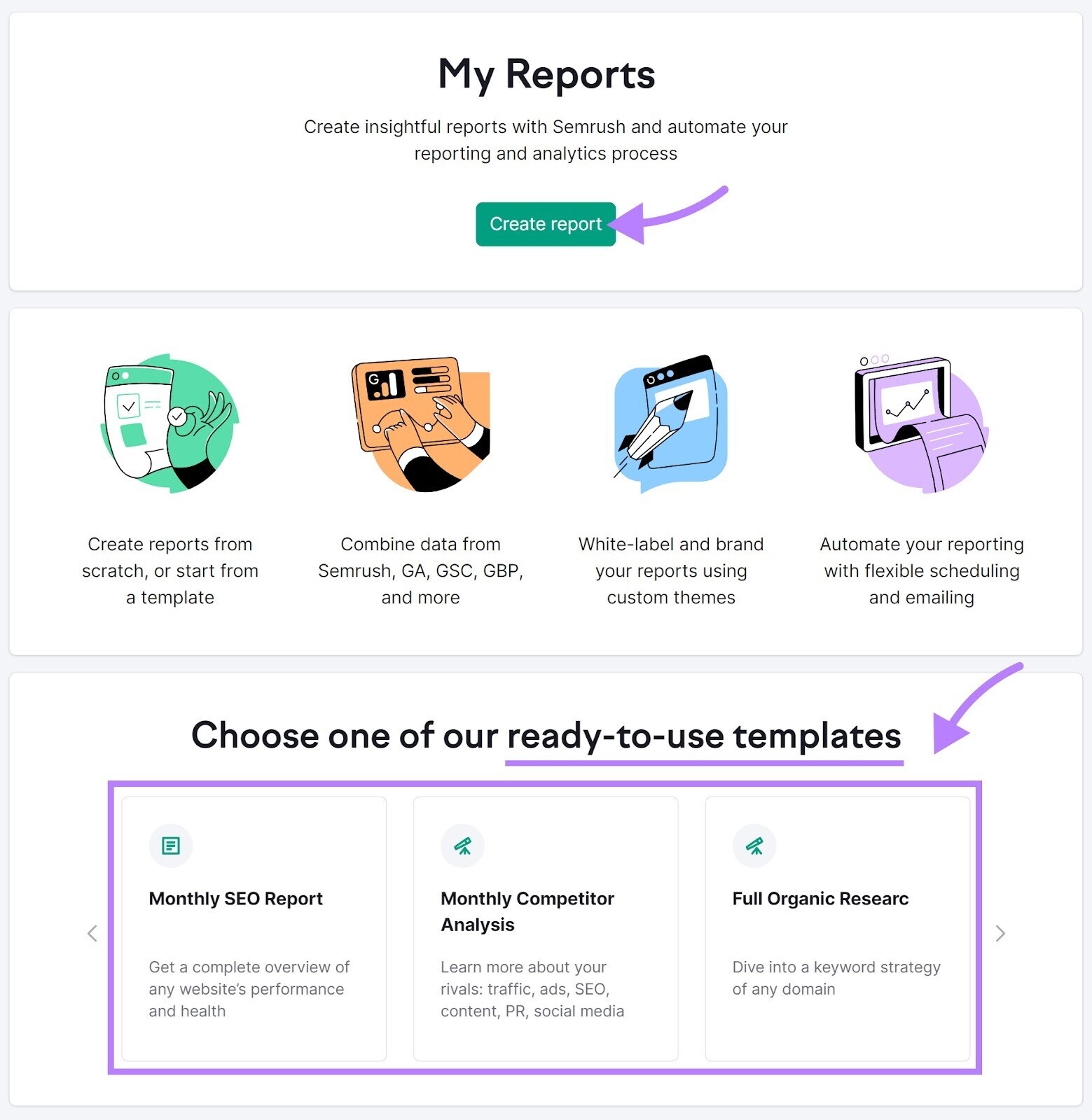 My Reports tool landing page