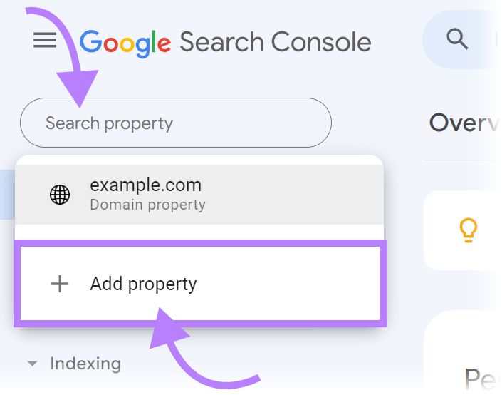 Add property in Google Search Console