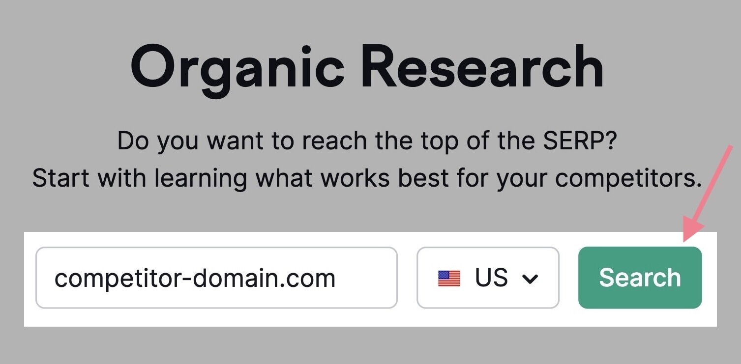 Organic Research tool search button