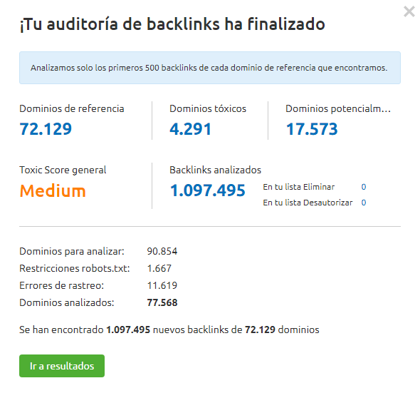 Toxic Backlinks - Auditoría completada