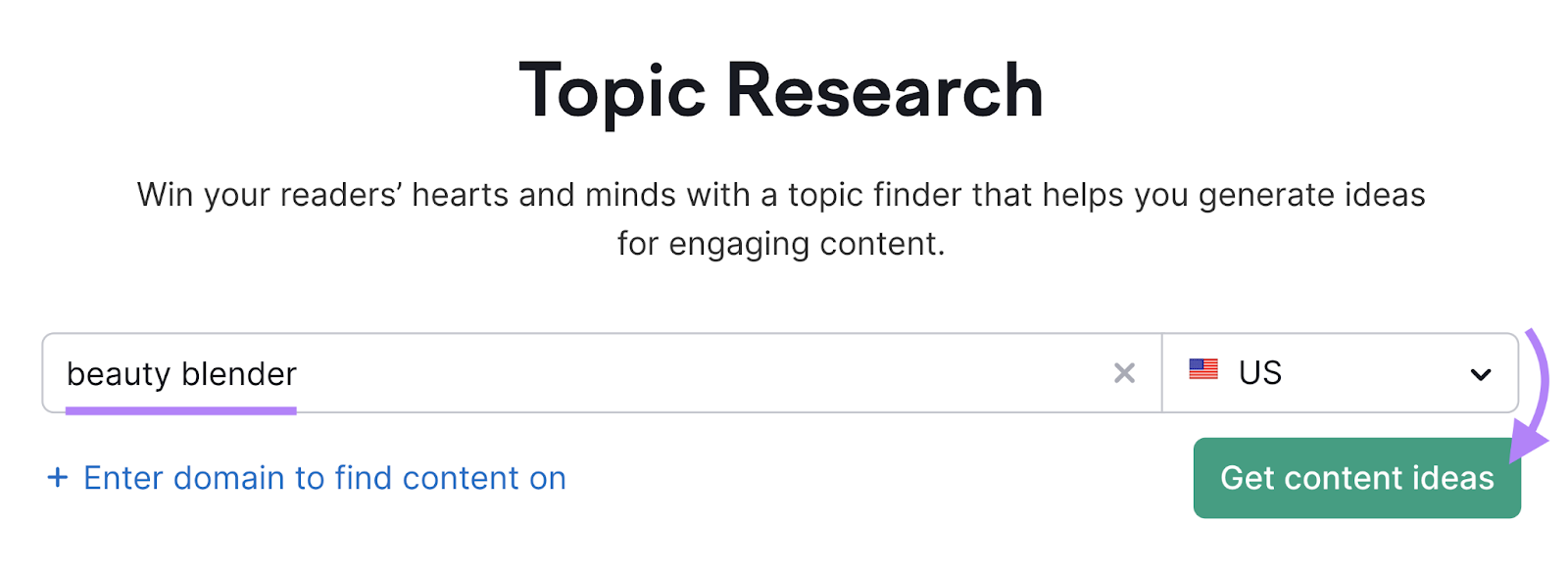 search for beauty blender in topic research tool