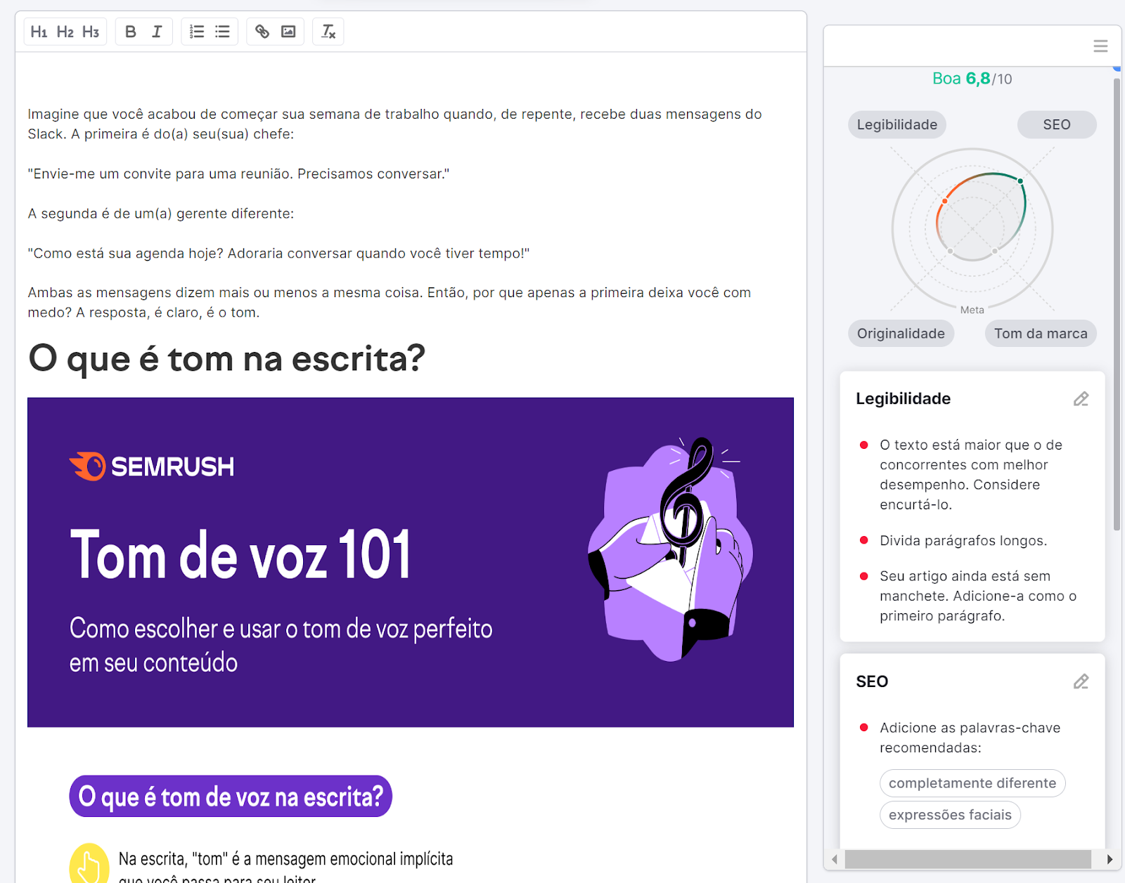 ferramenta SEO Writing Assistant da semrush