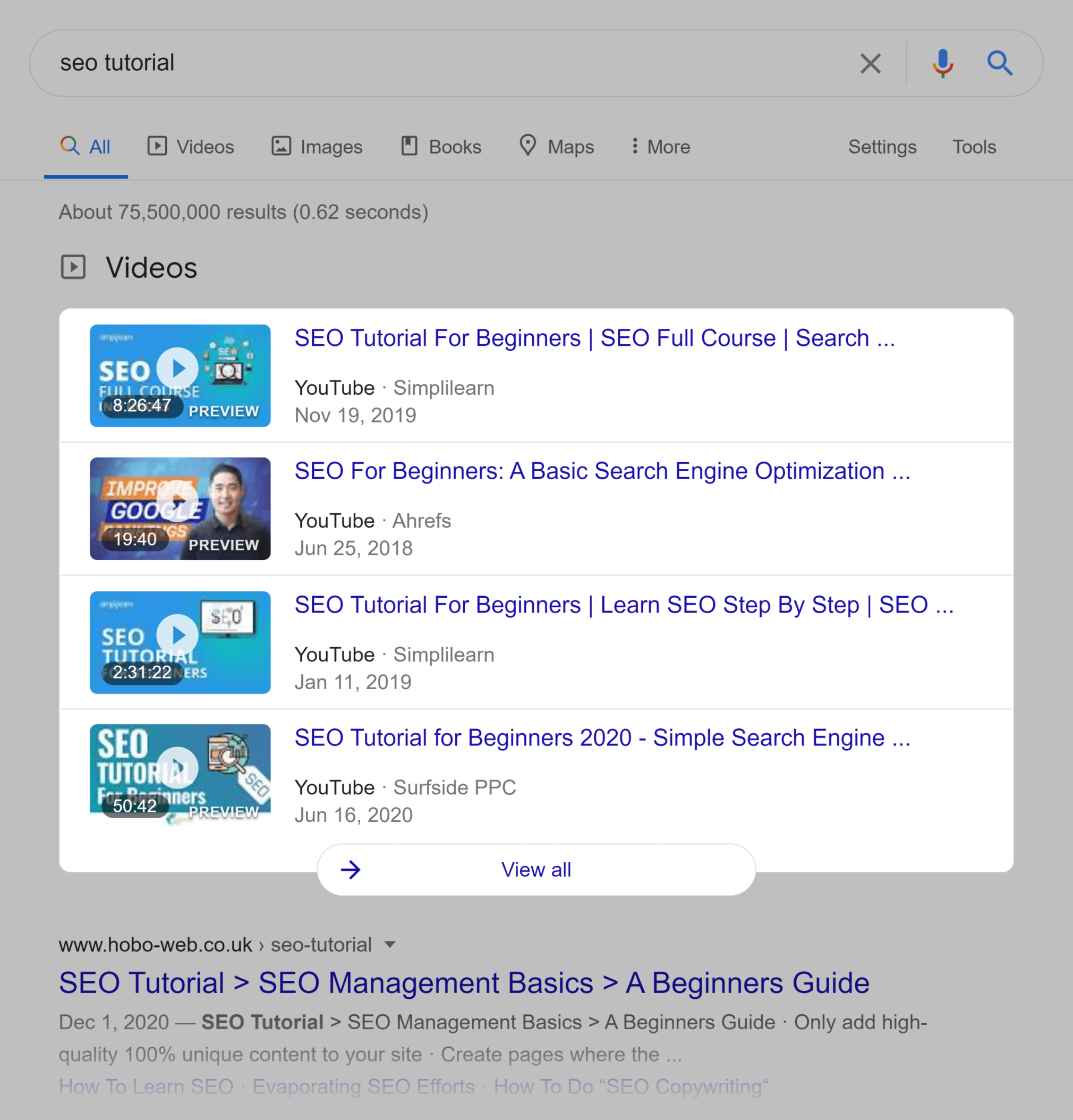 SERP Google – SEO tutorial