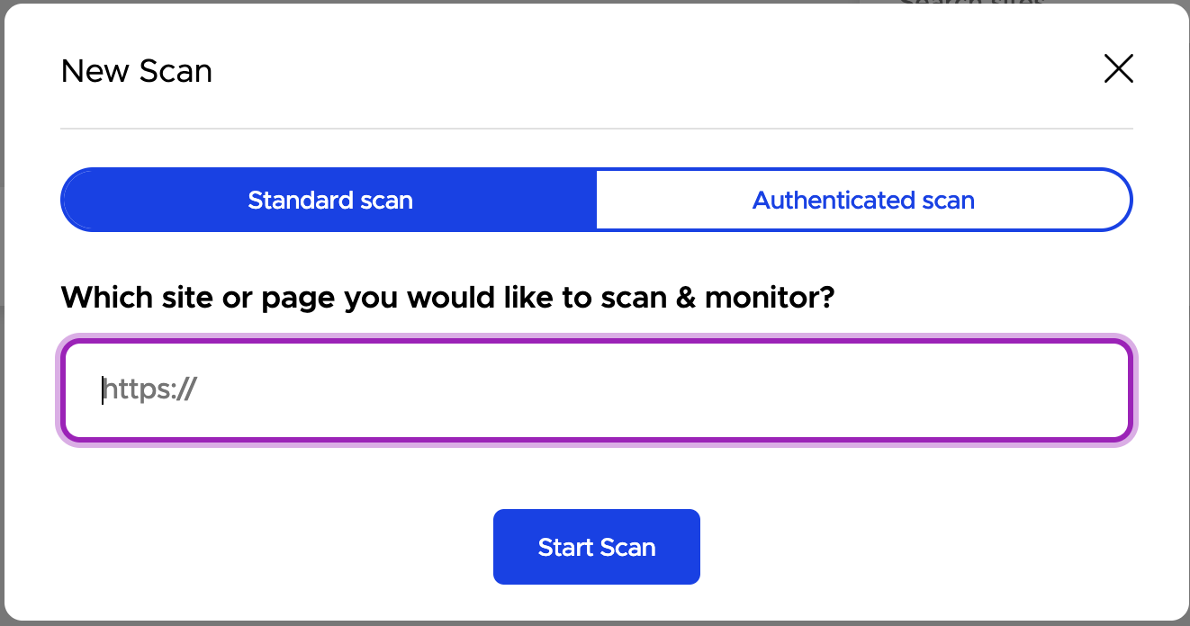 Accessibility Scan and Monitor standard scan