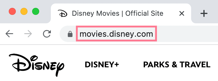 Disney’s subdomain for Disney movies