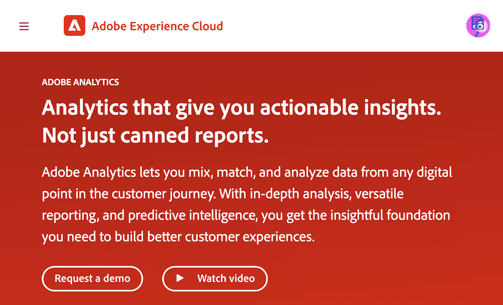 Adobe Analytics homepage