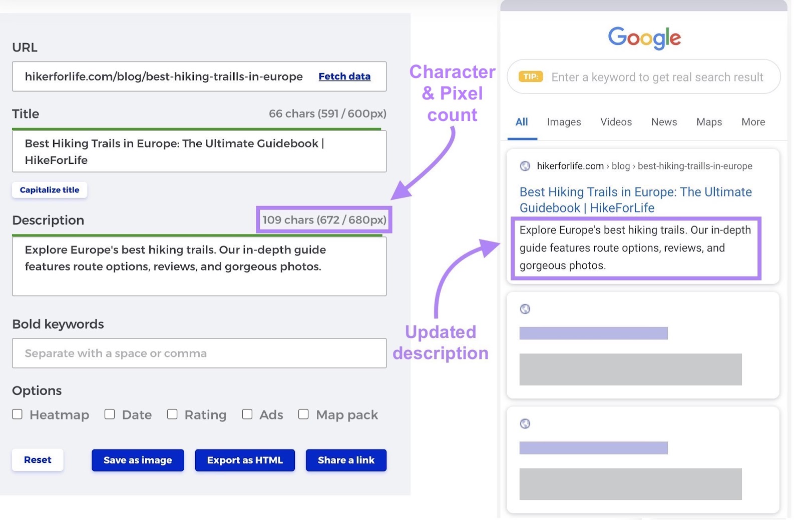 Edit and optimize your rubric  and meta description