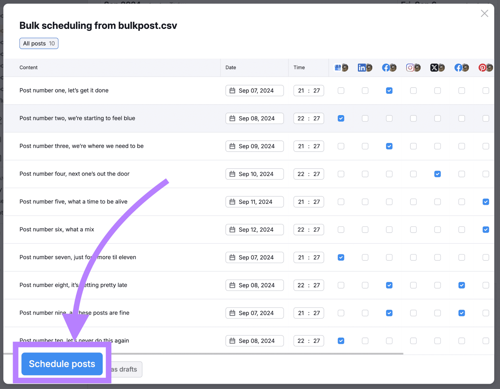 How to bulk schedule posts