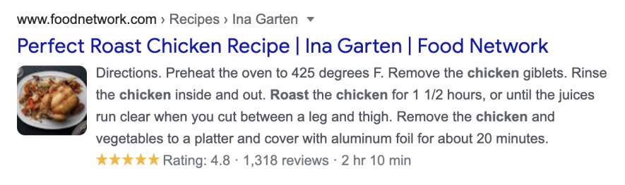 roast chicken recipe with structured data