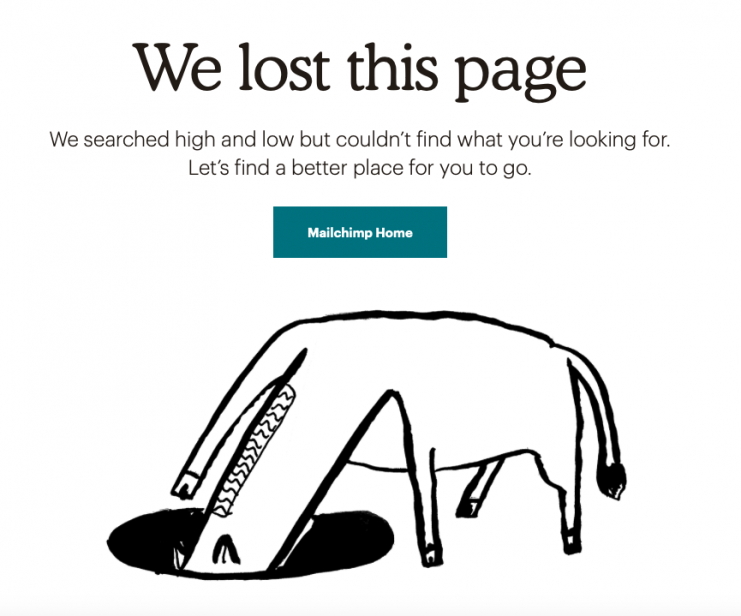 Mailchimp 404 page