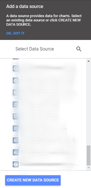 data source menu