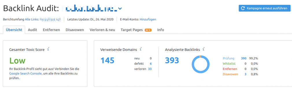 Backlink Audit: Negative SEO nicht auffällig