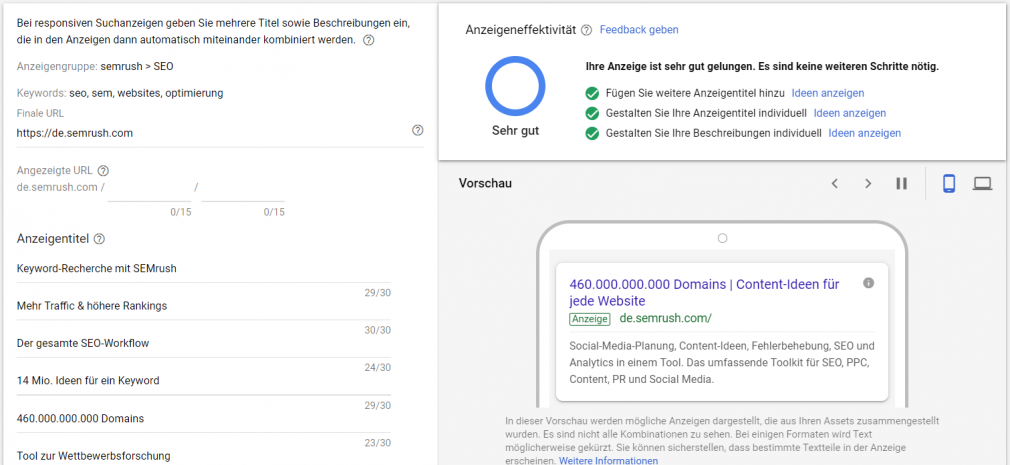 Google Ads: Responsive Anzeige anlegen