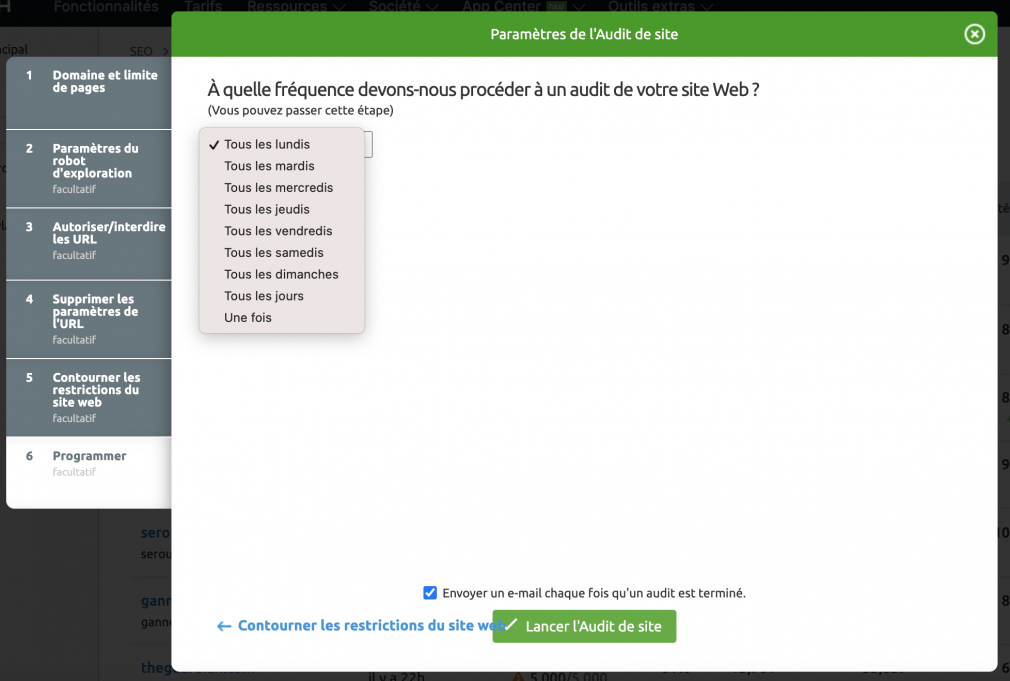 planning audit de site