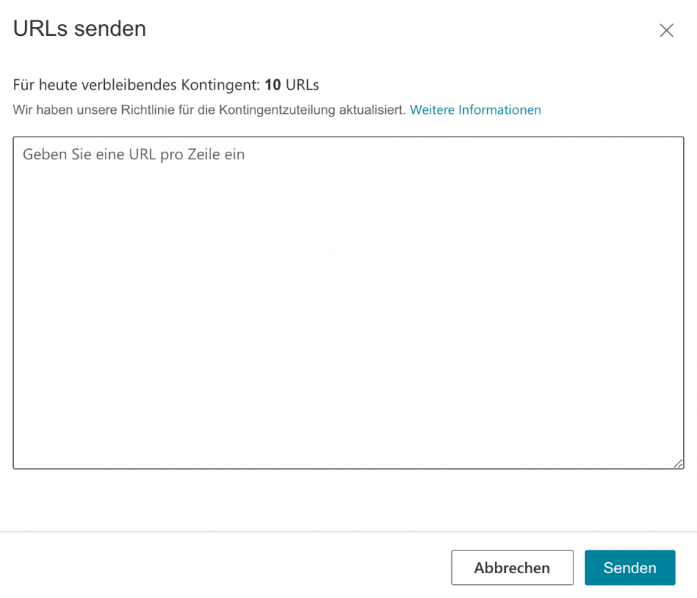 URLs senden bei Bing