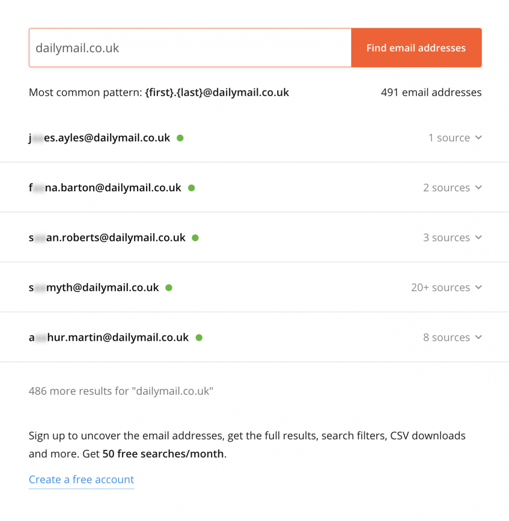 Hunter.io find email