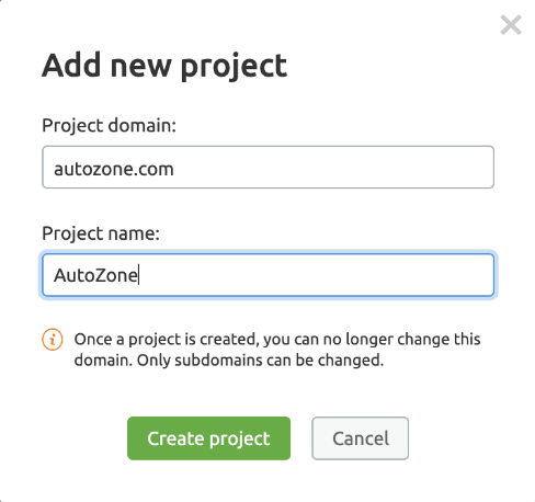 Showing how to add a new project to the Site Audit tool