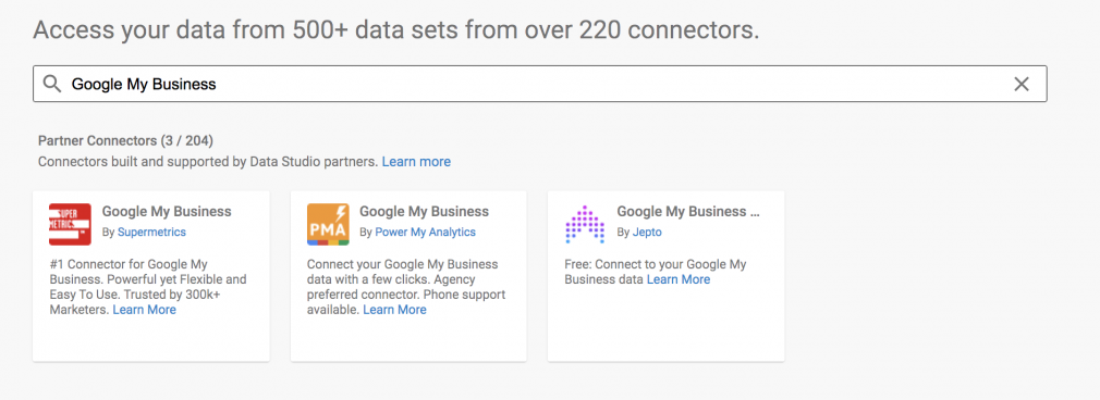 Google my business connector to Google Data Studio