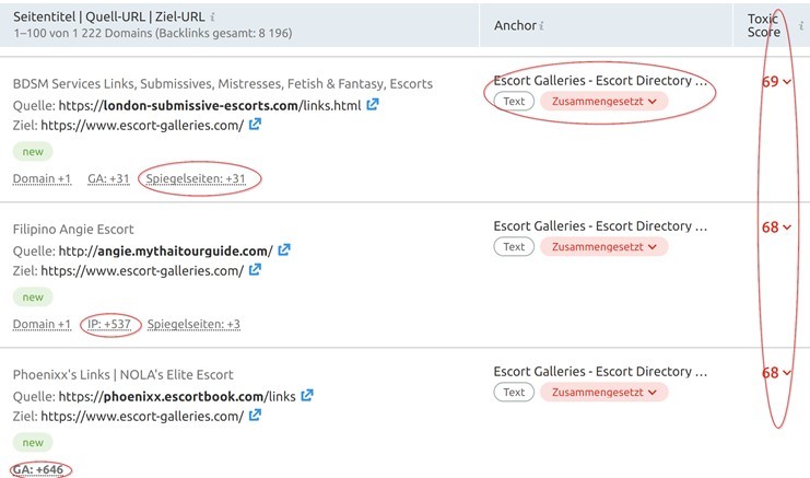 Backlink Audit: Seiten mit hohem Toxic Score