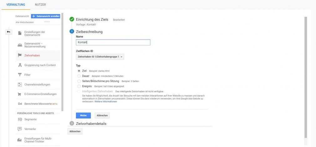 Google Analytics: Ziele definieren