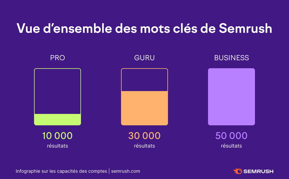 Semrush vue d'ensemble des mots clés