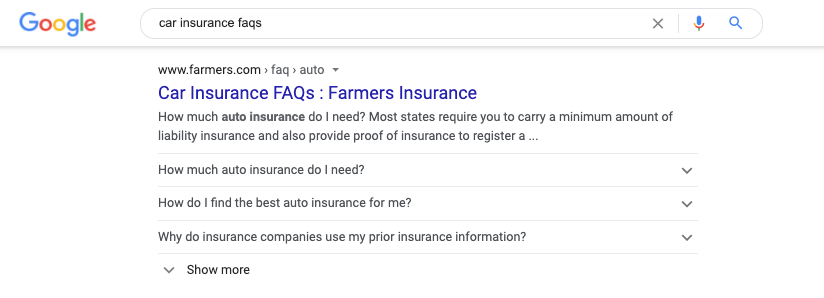 FAQ SERP feature