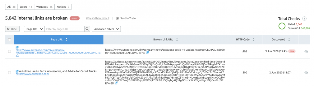 broken links example