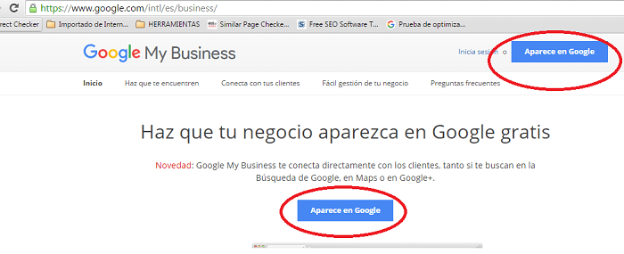 Google my Business y geolocalización: Cómo mejorar el geoseo de tu web 3 Google My Business Paso 1