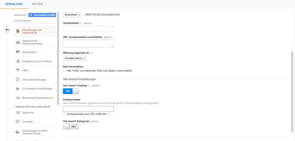 Google Analytics: Site Search-Tracking