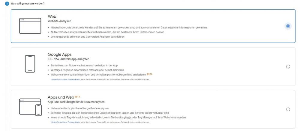 Google Analytics: Messeeinheiten