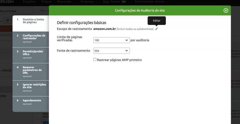Novo projeto de auditoria de site