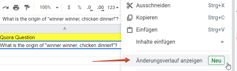 Der Verlauf speichert alle Änderungen