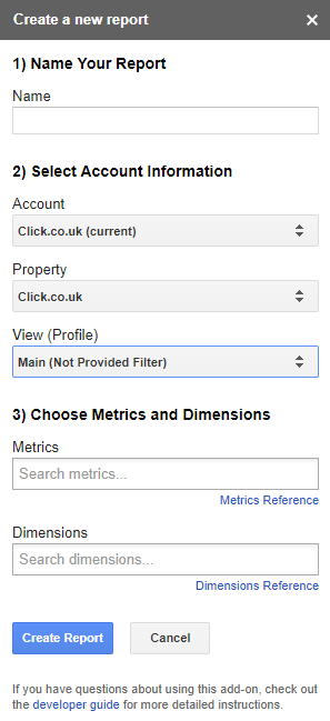 sheets report wizard