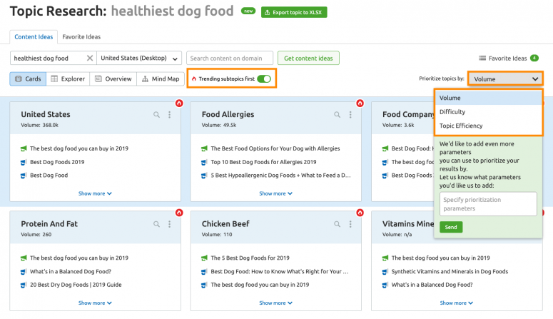 Filter your topic research tool