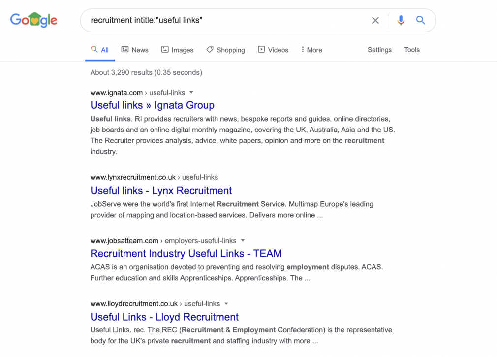 search operators for link building