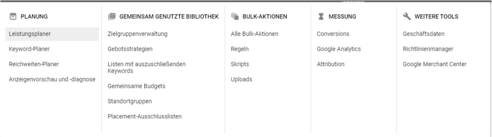 Menü „Tools“