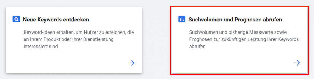Google Ads Keyword-Planer: Suchvolumen und Prognosen abrufen