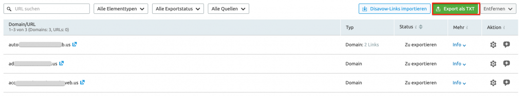 Backlink Audit Links disavowen
