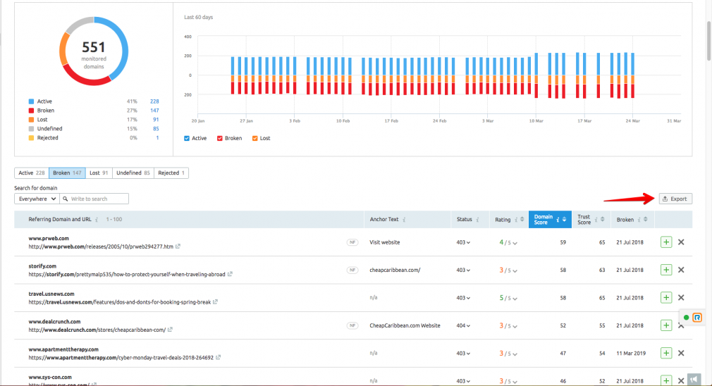 Link Building Tool: Export